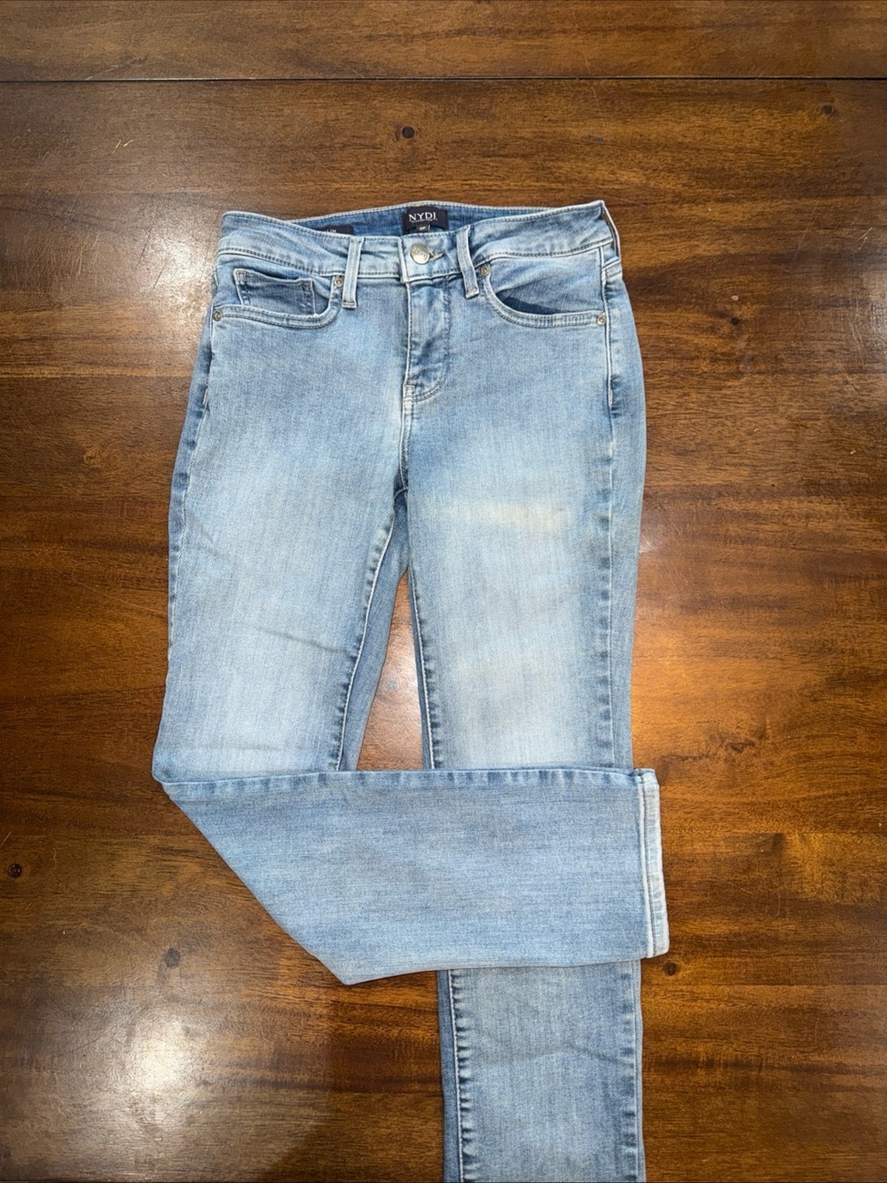 NYDJ Sheri Slim Medium Wash Blue Jeans Denim Lift Tuck Petite 2 P Stretch